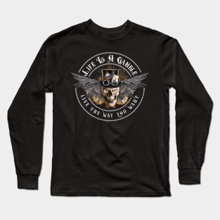 Burning Spade Skull Gamble #2 Long Sleeve T-Shirt